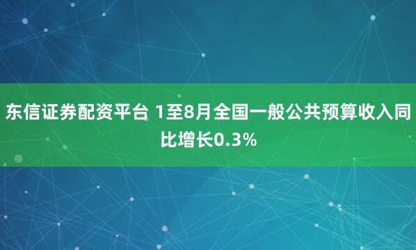 东信证券配资平台 1至8月全国一般公共预算收入同比增长0.3%
