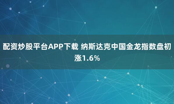 配资炒股平台APP下载 纳斯达克中国金龙指数盘初涨1.6%
